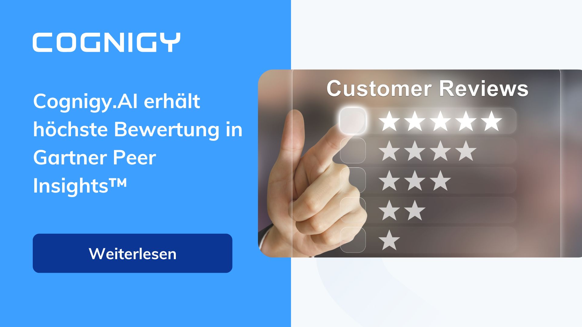 Cognigy.AI erhält höchste Bewertung in Gartner Peer Insights™